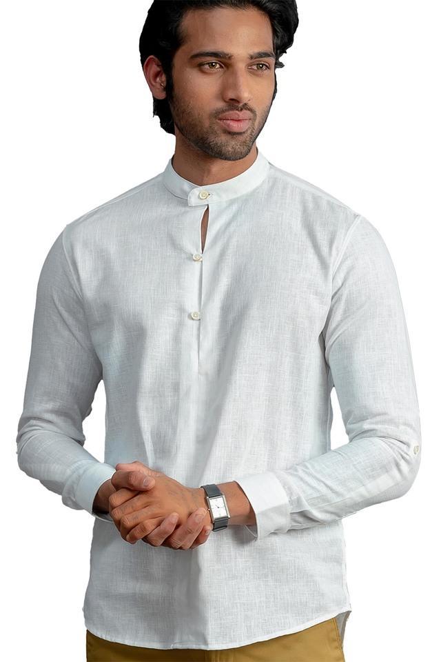 solid cotton blend regular fit mens casual shirt