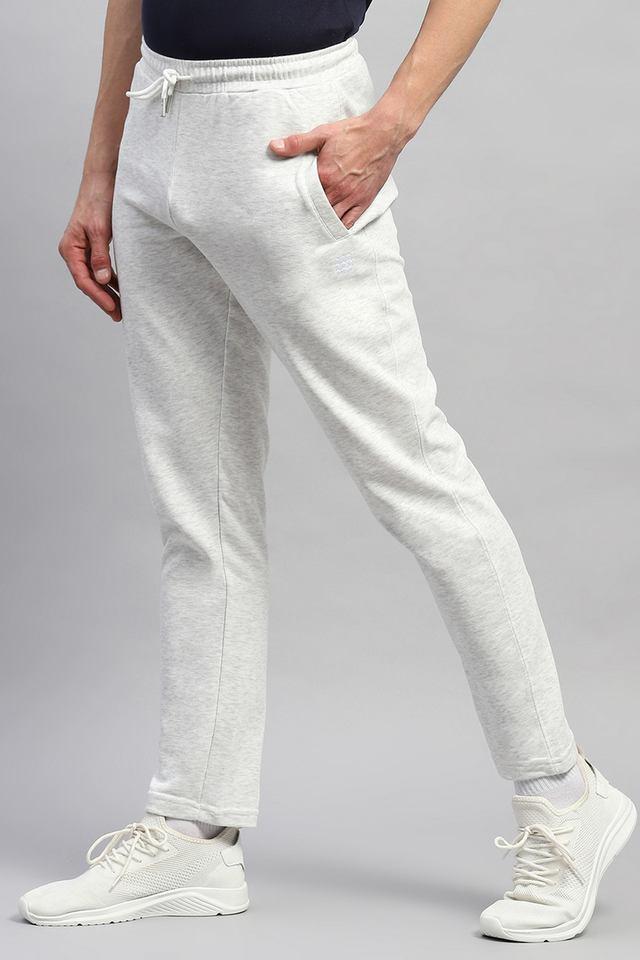 solid cotton blend regular fit mens track pants