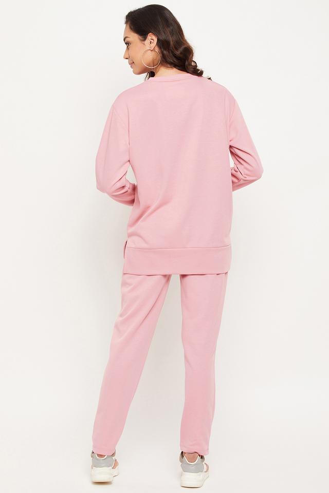 solid cotton blend regular fit womens tracksuit