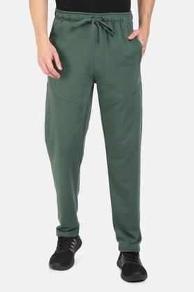 solid cotton blend regular men's joggers - green