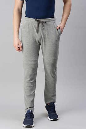 solid cotton blend relaxed fit men's track pant - grey