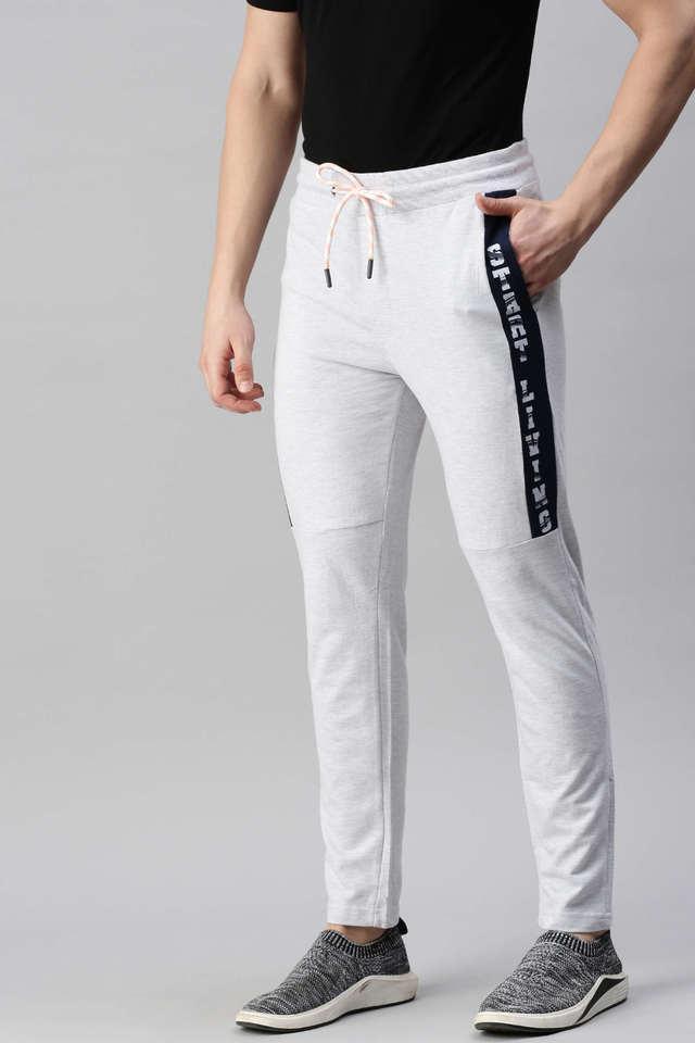 solid cotton blend relaxed fit mens track pant