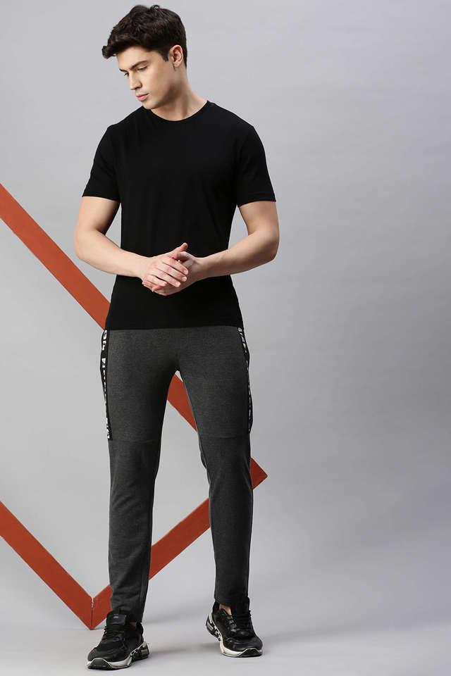 solid cotton blend relaxed fit mens track pant