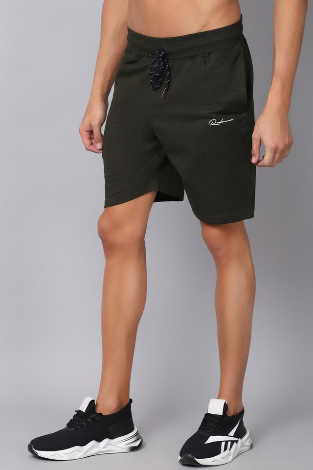 solid cotton blend slim fit mens shorts