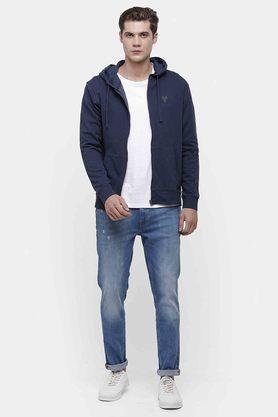solid cotton blend terry regular fit mens sweatshirt - mood indigo