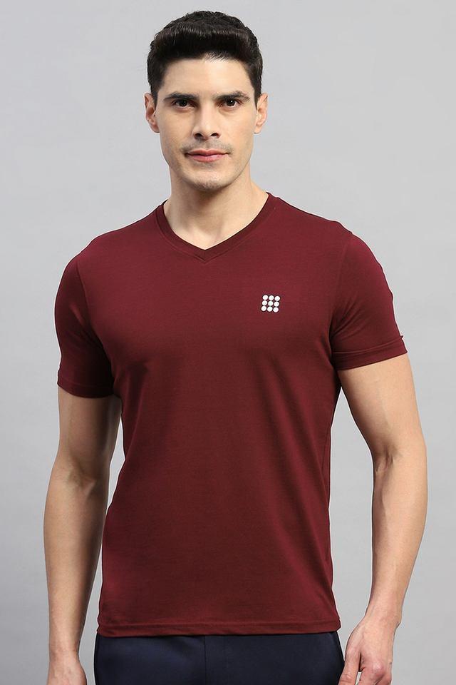 solid cotton blend v-neck mens t-shirt