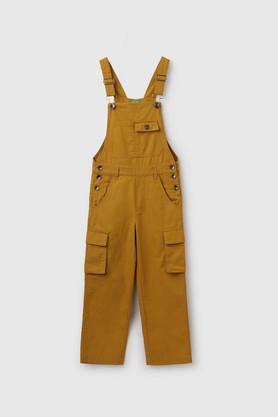 solid cotton boys dungarees - yellow