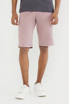 solid cotton button men's shorts - pink