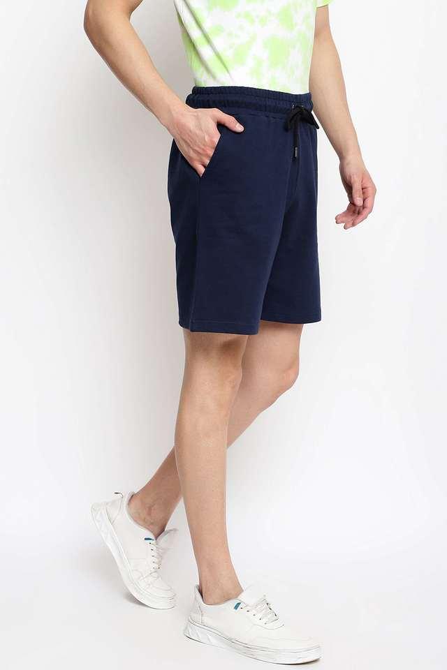 solid cotton button mens shorts