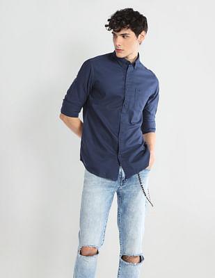 solid cotton casual shirt