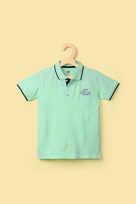 solid cotton collar neck boy's t-shirt - green