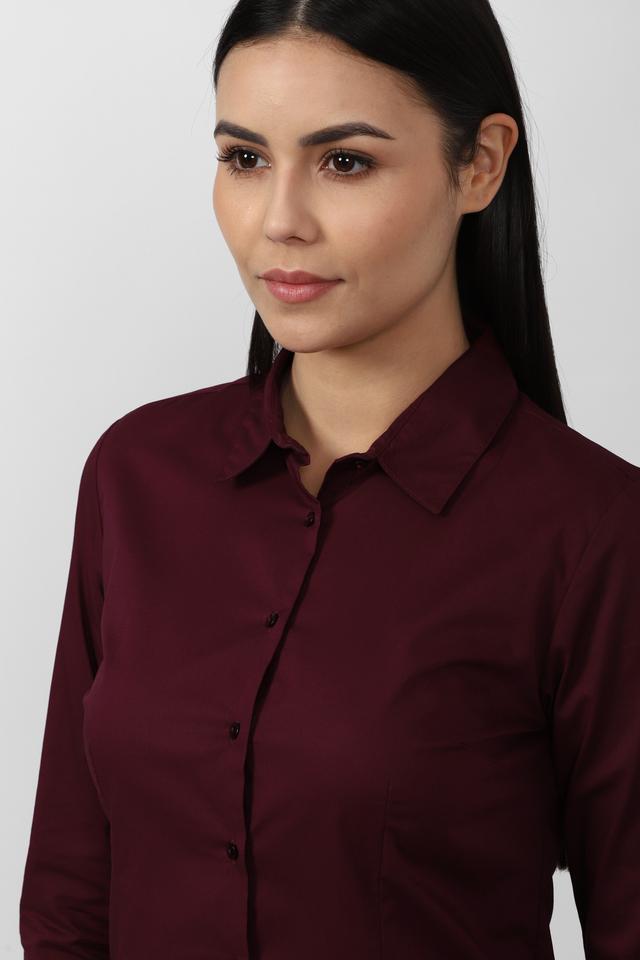 solid cotton collar neck womens formal shirt