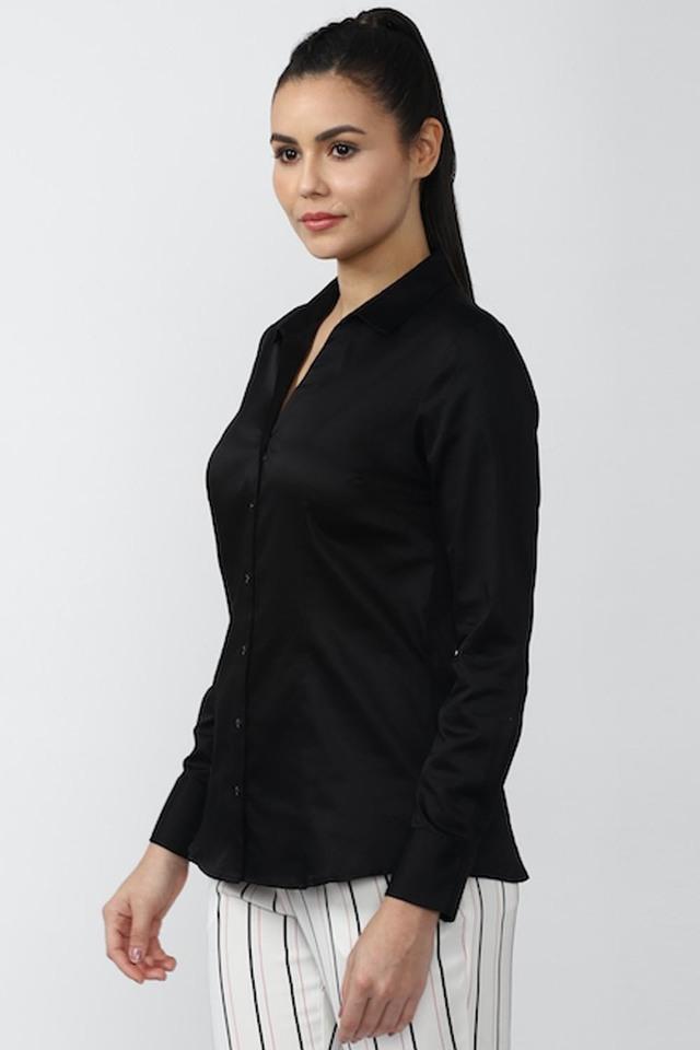 solid cotton collar neck womens formal shirt