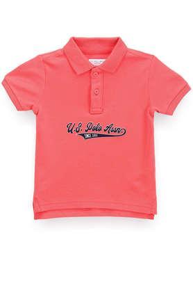 solid cotton collared boys t-shirt - tomato_red