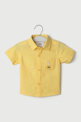 solid cotton collared infant boys shirt - yellow