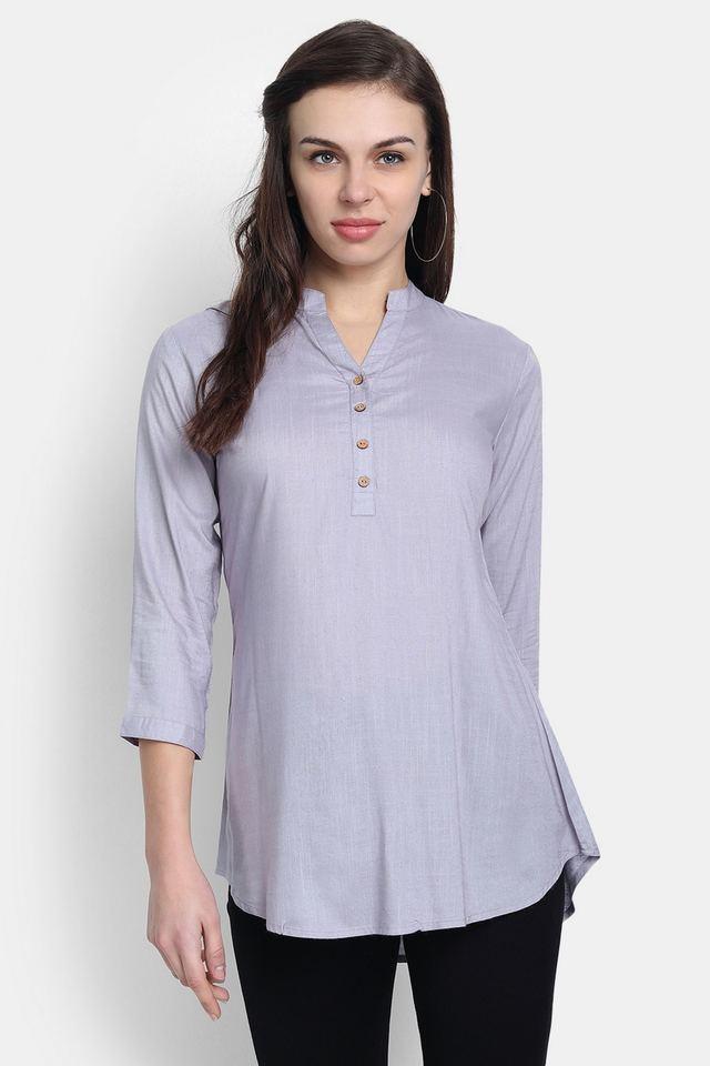 solid cotton collared womens tunic