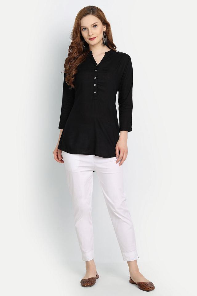 solid cotton collared womens tunic