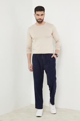 solid cotton crew neck men's sweater - ivory