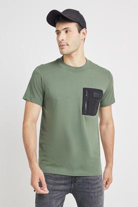 solid cotton crew neck men's t-shirt - green