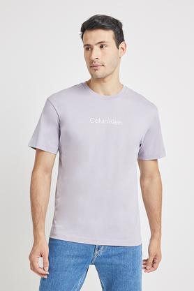solid cotton crew neck men's t-shirt - grey