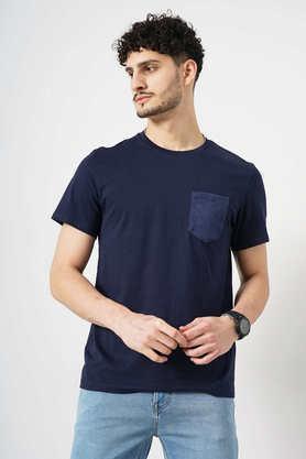 solid cotton crew neck men's t-shirt - navy