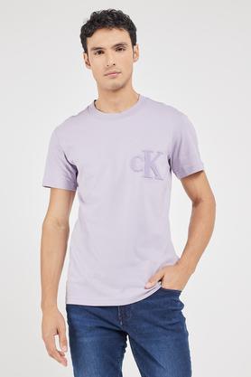 solid cotton crew neck men's t-shirt - purple