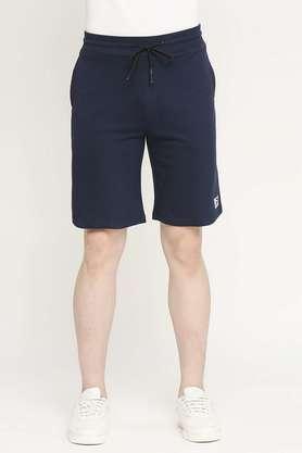 solid cotton drawstring men's shorts - navy