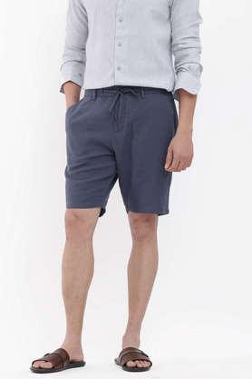 solid cotton drawstring men's shorts - purple