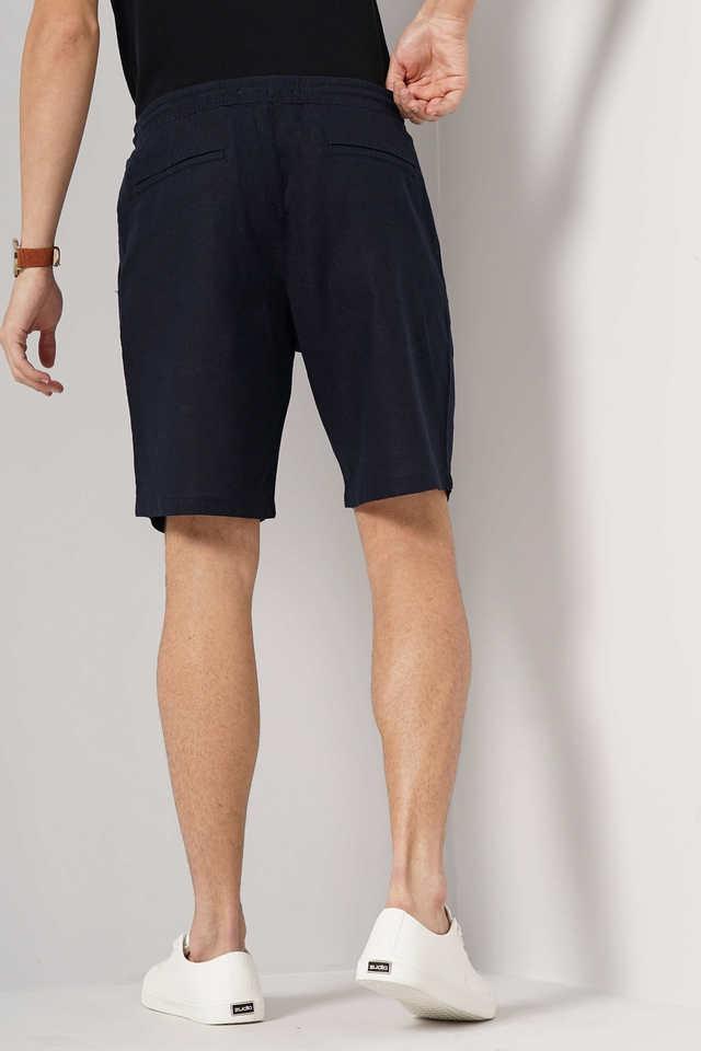 solid cotton elastic and drawstring closure mens shorts