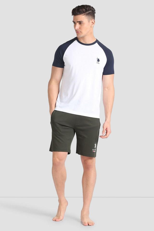 solid cotton elastic and drawstring closure mens shorts