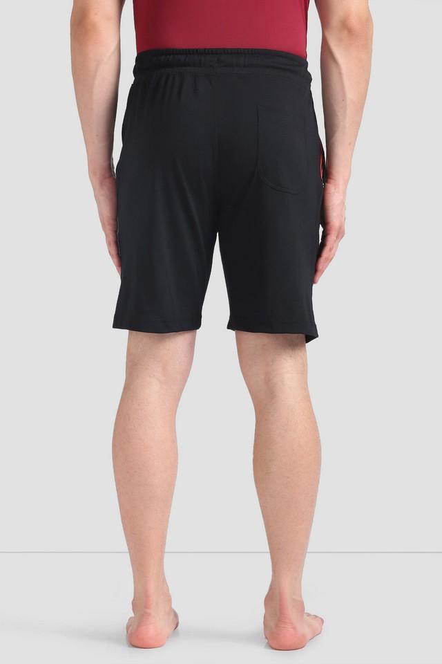 solid cotton elastic and drawstring closure mens shorts