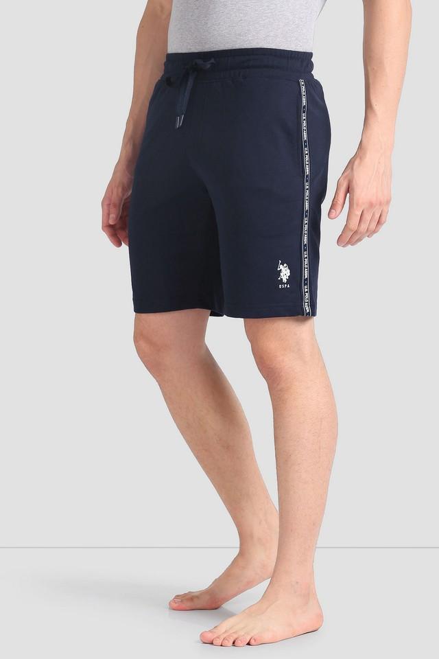 solid cotton elastic and drawstring closure mens shorts