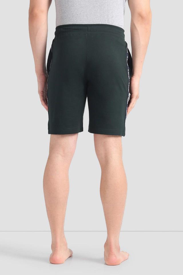 solid cotton elastic and drawstring mens shorts