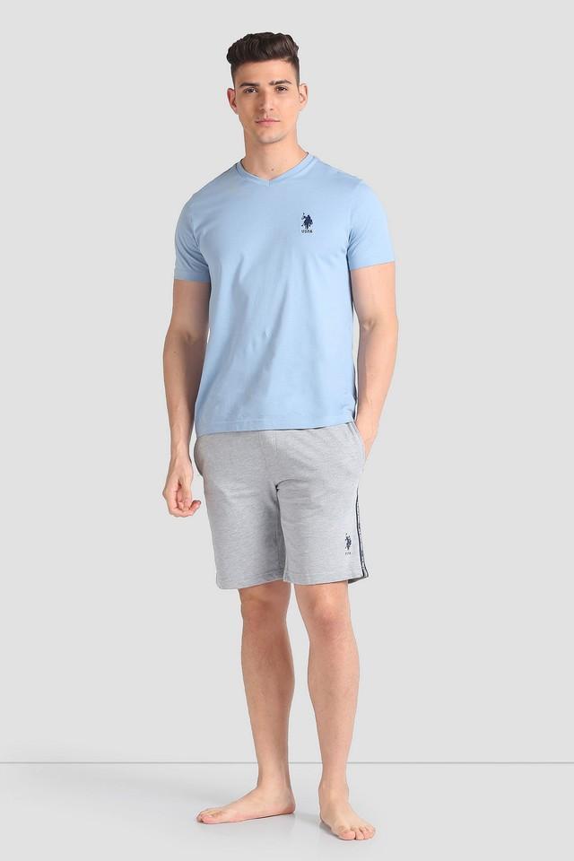 solid cotton elastic and drawstring mens shorts