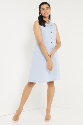 solid cotton flex dress - light blue