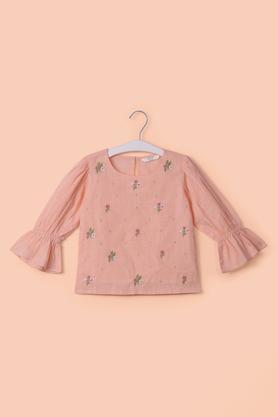 solid cotton girl's top - peach