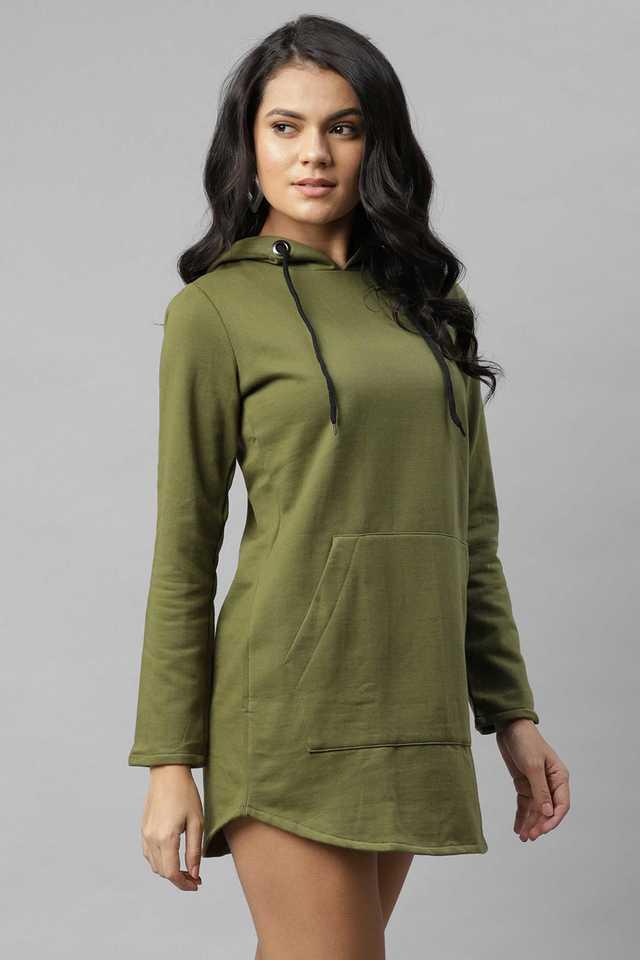 solid cotton hood womens mini dress