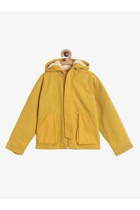 solid cotton hoody boys jacket - yellow