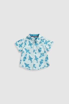 solid cotton infant boys shirt - blue