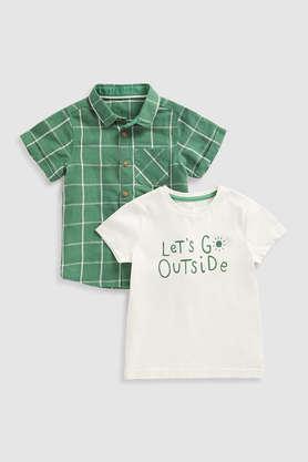 solid cotton infant boys shirt - green