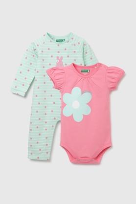 solid cotton infant girls rompers - pink