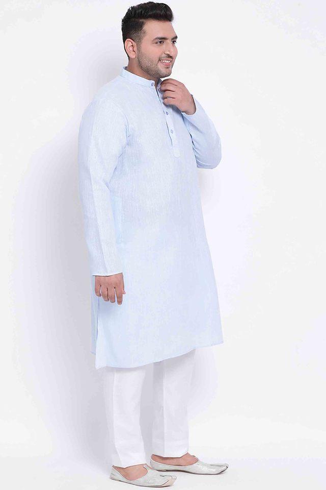 solid cotton linen mens occasion wear kurta set