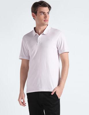 solid cotton liquid polo shirt