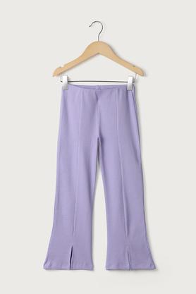 solid cotton lycra flared fit girls leggings - lilac