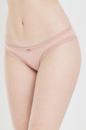 solid cotton lycra knitted women's bikini panties - multi