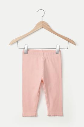 solid cotton lycra regular fit infant girls leggings - blush