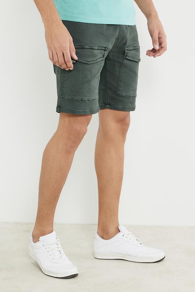 solid cotton lycra relaxed fit mens shorts