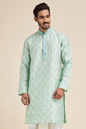 solid cotton men's festive wear kurta - aqua