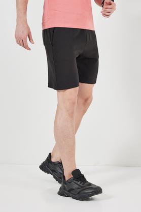 solid cotton men's shorts - black