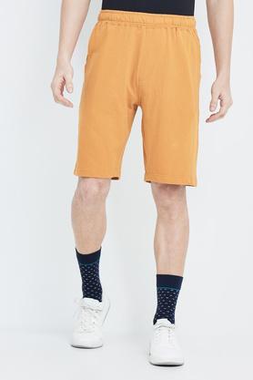 solid cotton men's shorts - dark mustard